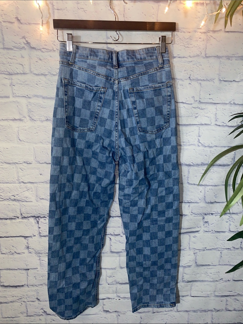 Wild Fable High-rise Straight Checkerboard Blue Jeans - Picture 5 of 5